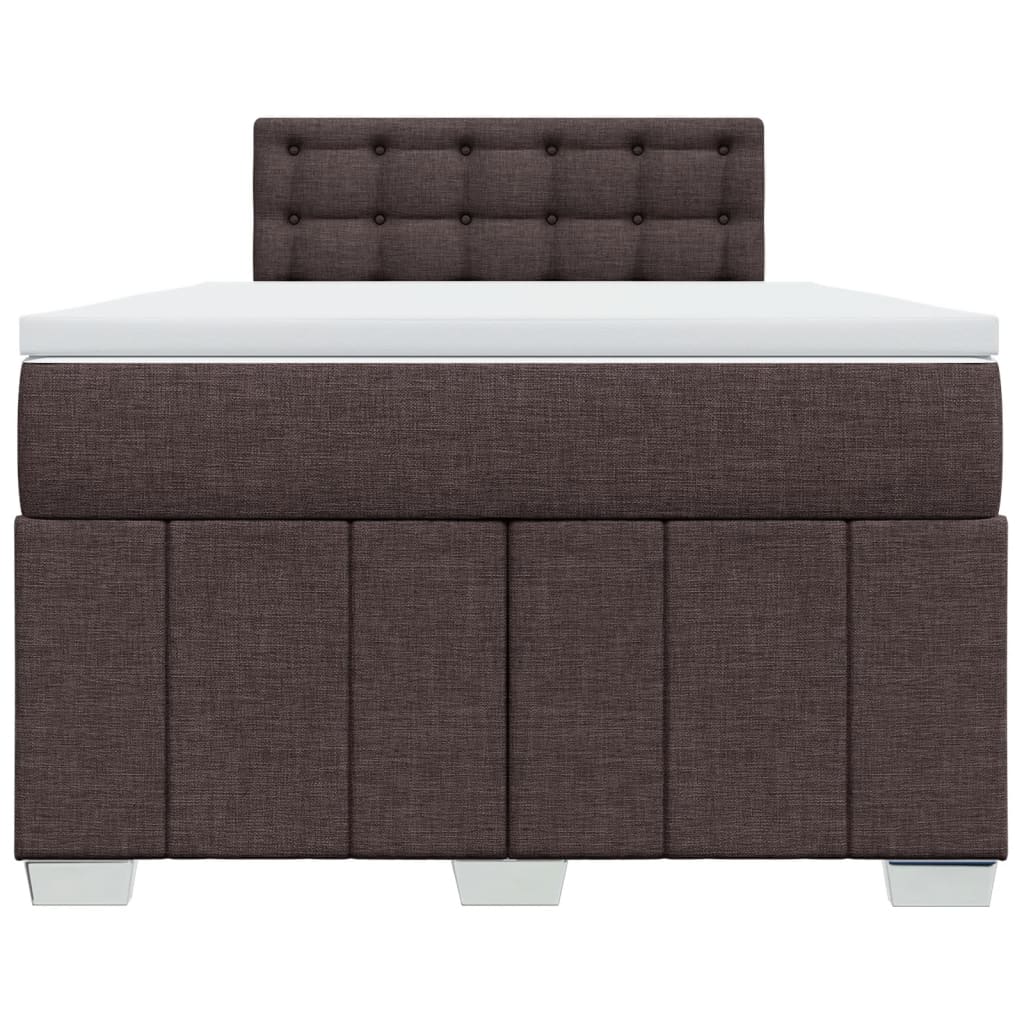 vidaXL Κρεβάτι Boxspring με Στρώμα Σκούρο Καφέ 120x200 εκ. Υφασμάτινο
