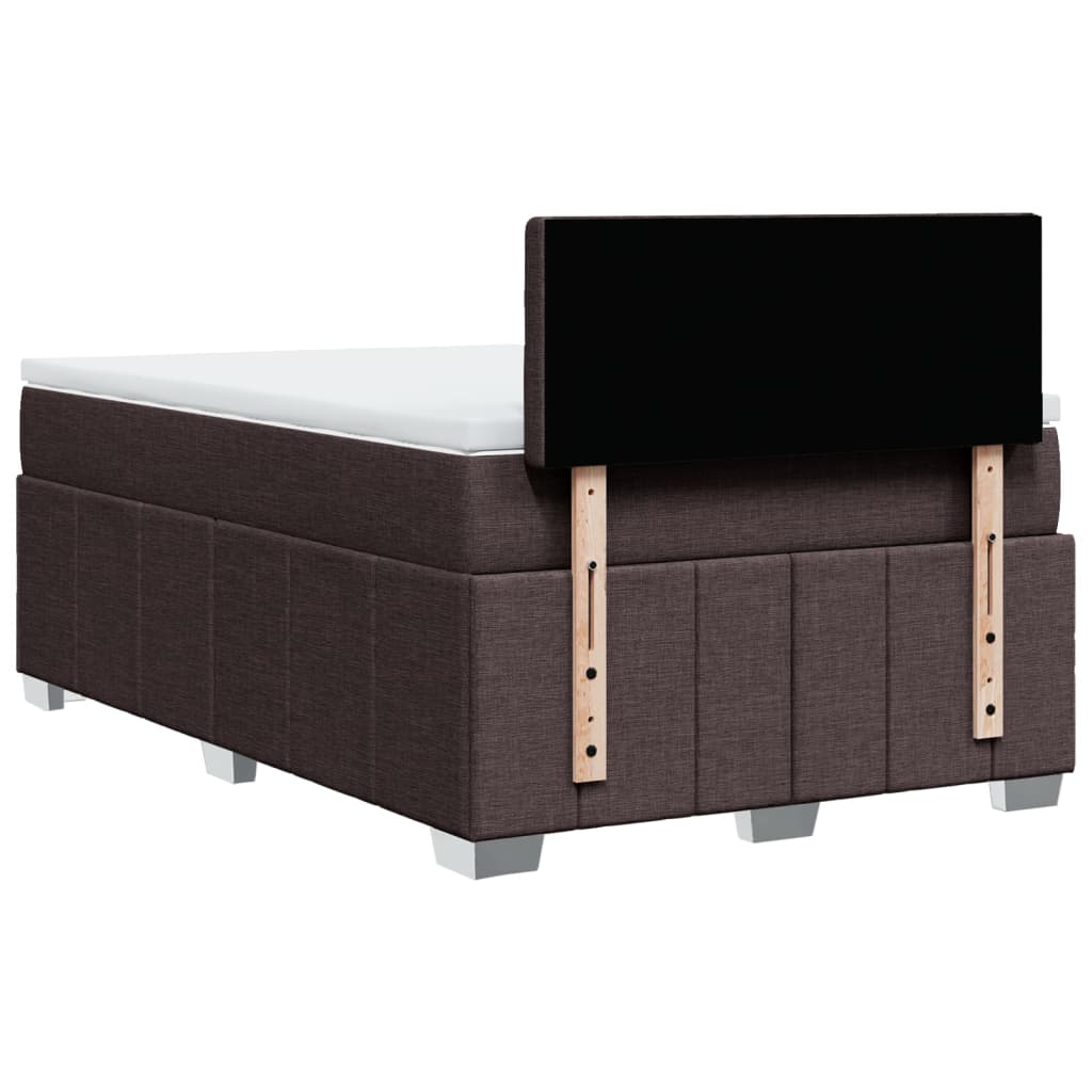vidaXL Κρεβάτι Boxspring με Στρώμα Σκούρο Καφέ 120x200 εκ. Υφασμάτινο