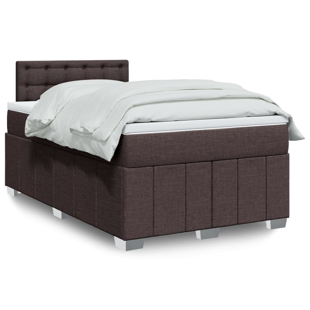 vidaXL Κρεβάτι Boxspring με Στρώμα Σκούρο Καφέ 120x200 εκ. Υφασμάτινο