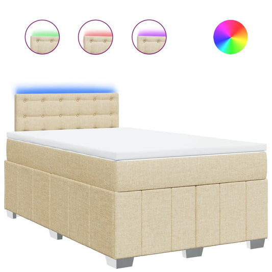 vidaXL Κρεβάτι Boxspring με Στρώμα Κρεμ 120x200 εκ. Υφασμάτινο