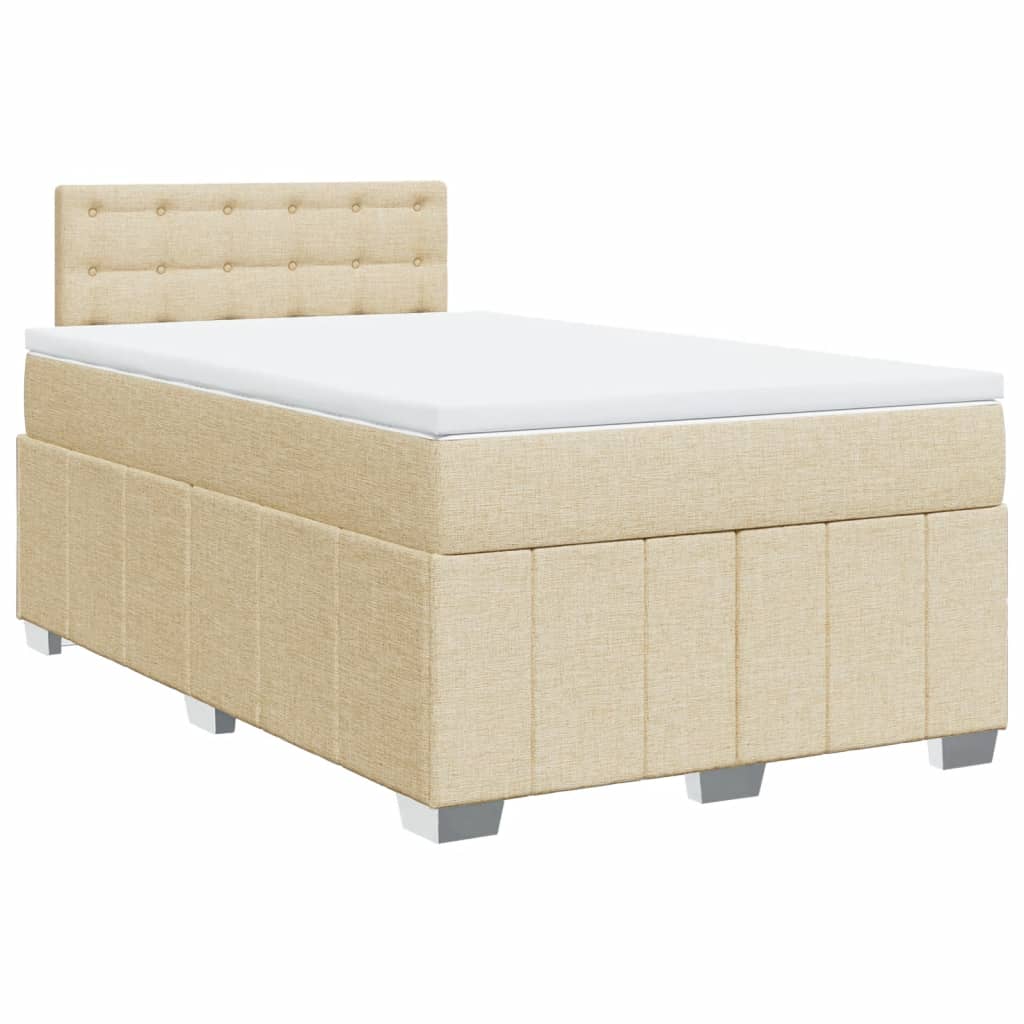 vidaXL Κρεβάτι Boxspring με Στρώμα Κρεμ 120x200 εκ. Υφασμάτινο