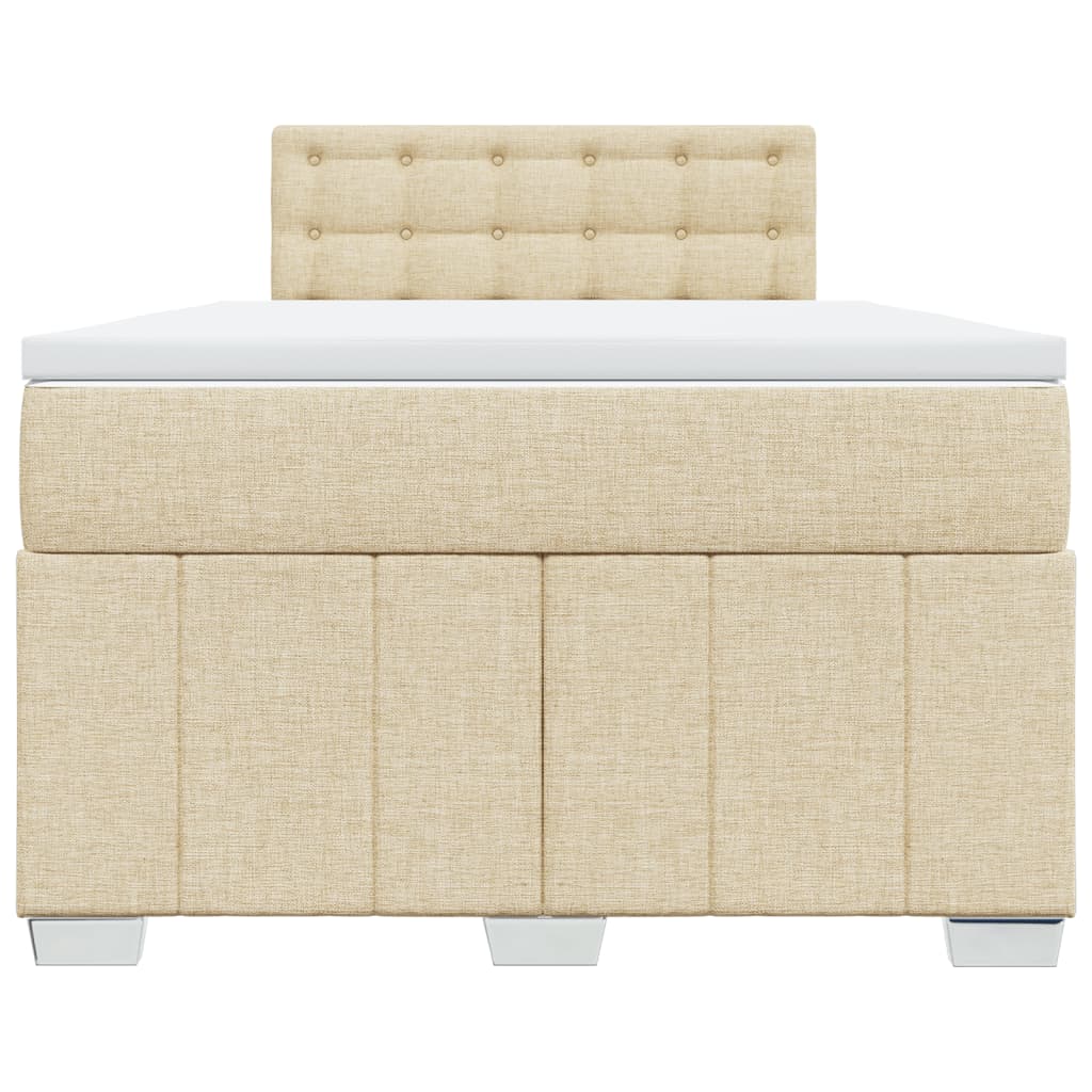 vidaXL Κρεβάτι Boxspring με Στρώμα Κρεμ 120x200 εκ. Υφασμάτινο