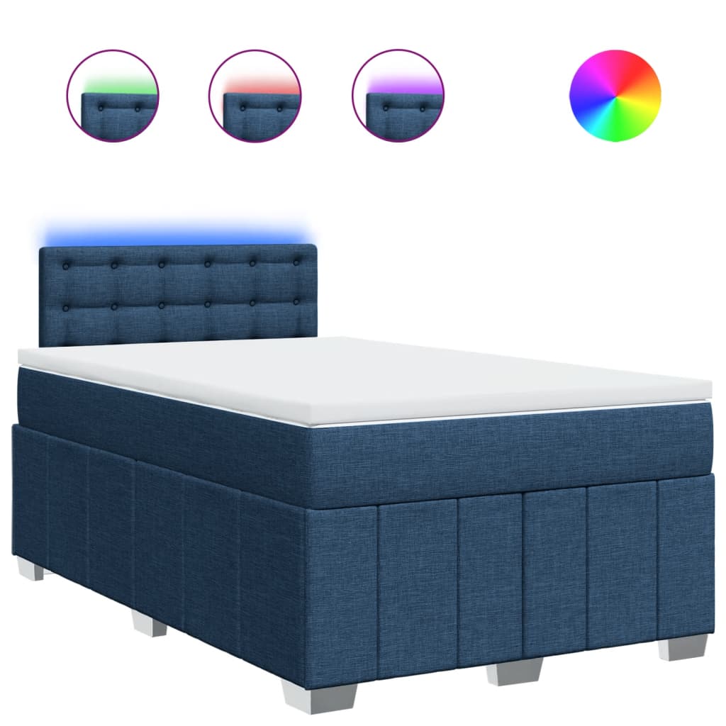 vidaXL Κρεβάτι Boxspring με Στρώμα Μπλε 120x200 εκ. Υφασμάτινο