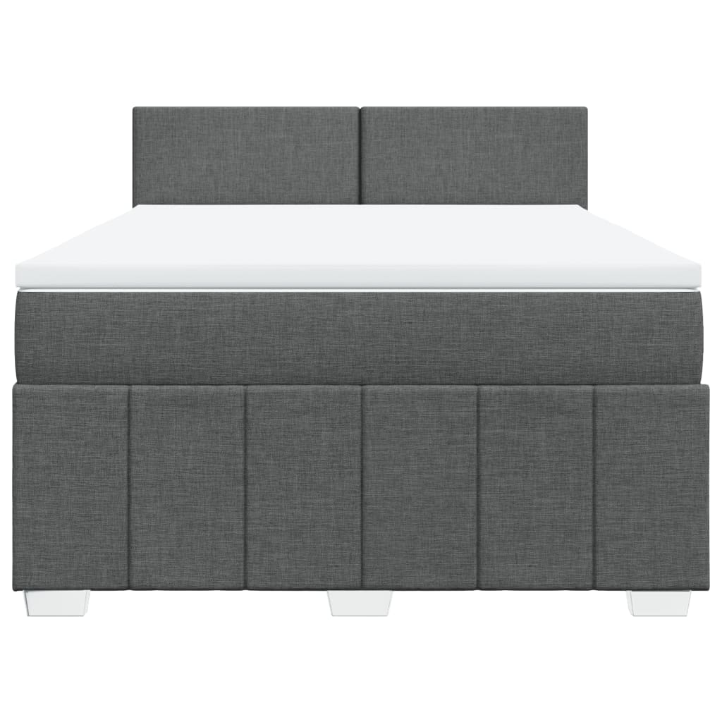 vidaXL Κρεβάτι Boxspring με Στρώμα Σκούρο Γκρι 140x190 εκ. Υφασμάτινο