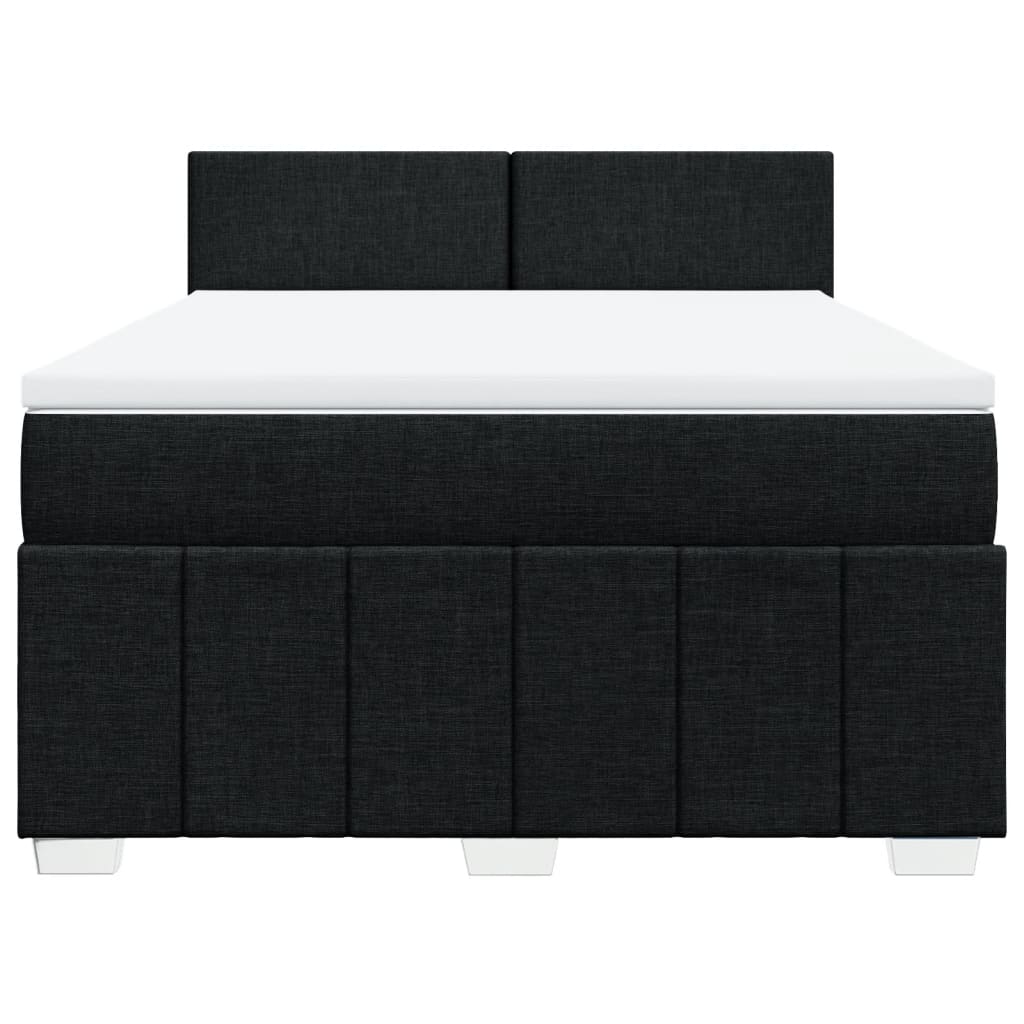 vidaXL Κρεβάτι Boxspring με Στρώμα Μαύρο 140x190 εκ. Υφασμάτινο