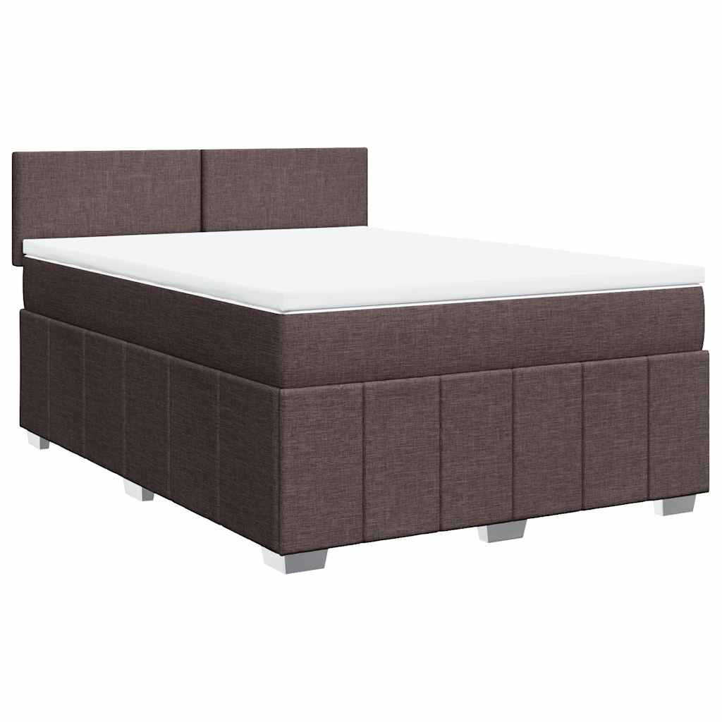vidaXL Κρεβάτι Boxspring με Στρώμα Σκούρο Καφέ 140x190 εκ. Υφασμάτινο