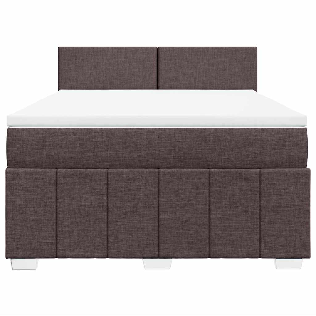 vidaXL Κρεβάτι Boxspring με Στρώμα Σκούρο Καφέ 140x190 εκ. Υφασμάτινο