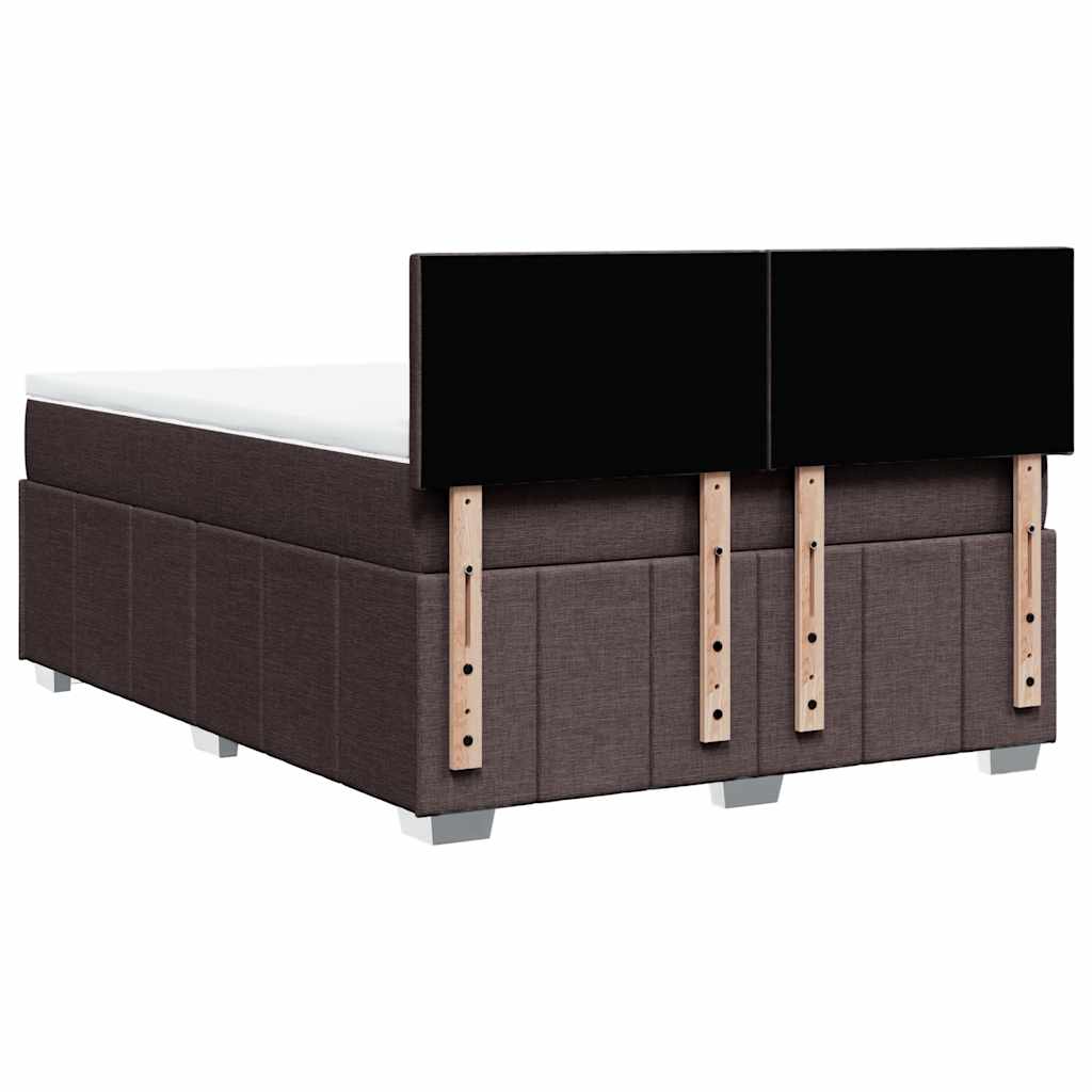 vidaXL Κρεβάτι Boxspring με Στρώμα Σκούρο Καφέ 140x190 εκ. Υφασμάτινο