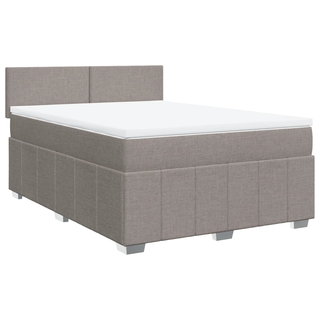 vidaXL Κρεβάτι Boxspring με Στρώμα Taupe 140x190 εκ. Υφασμάτινο