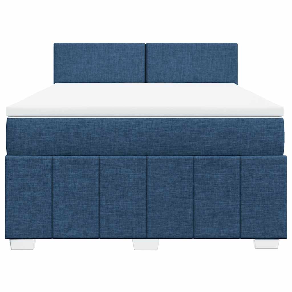 vidaXL Κρεβάτι Boxspring με Στρώμα Μπλε 140x190 εκ. Υφασμάτινο