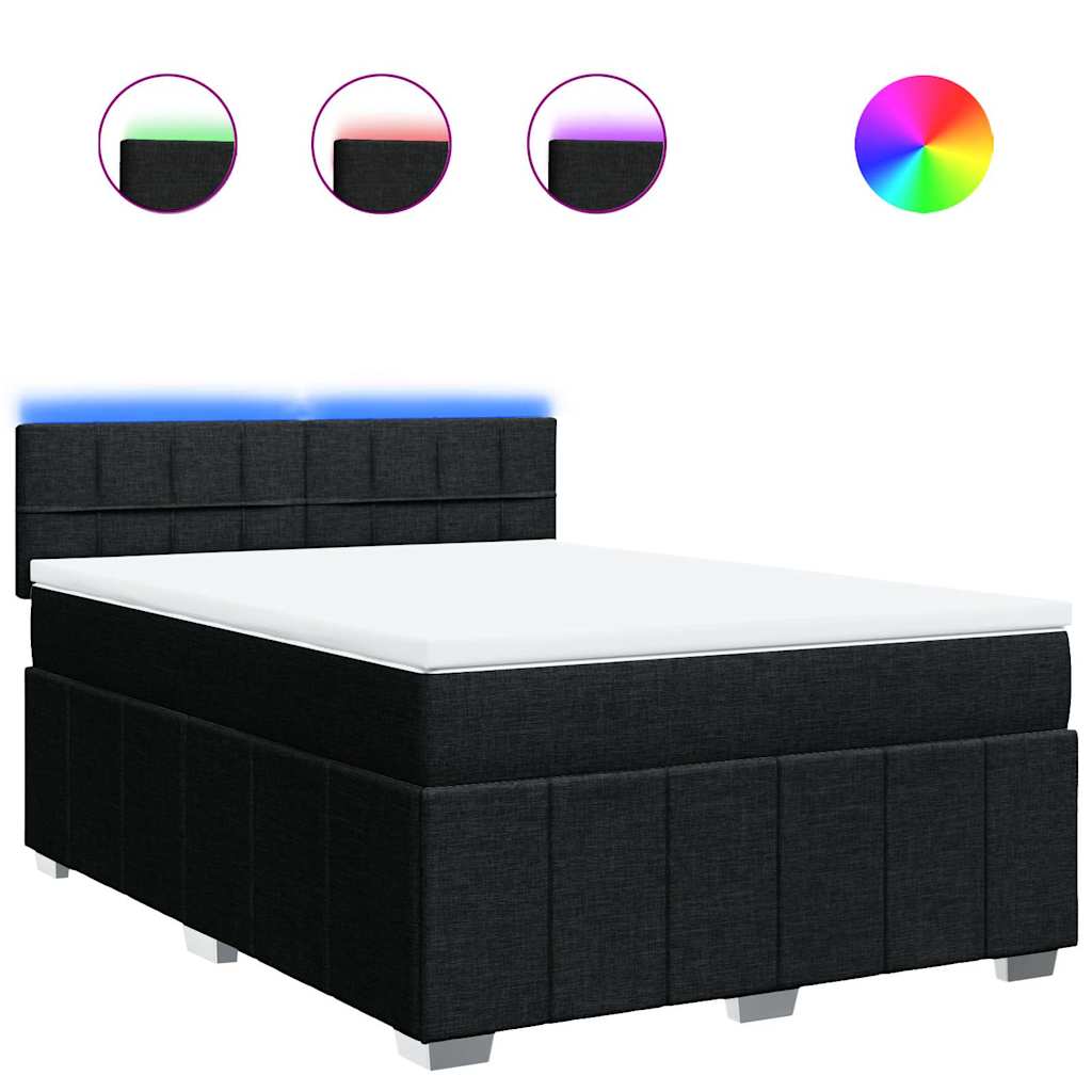 vidaXL Κρεβάτι Boxspring με Στρώμα Μαύρο 140x190 εκ. Υφασμάτινο