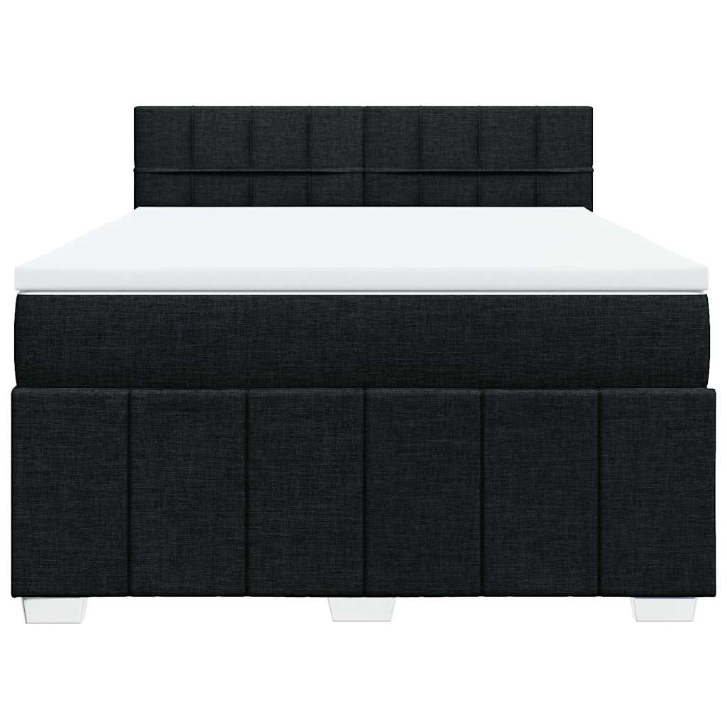 vidaXL Κρεβάτι Boxspring με Στρώμα Μαύρο 140x190 εκ. Υφασμάτινο