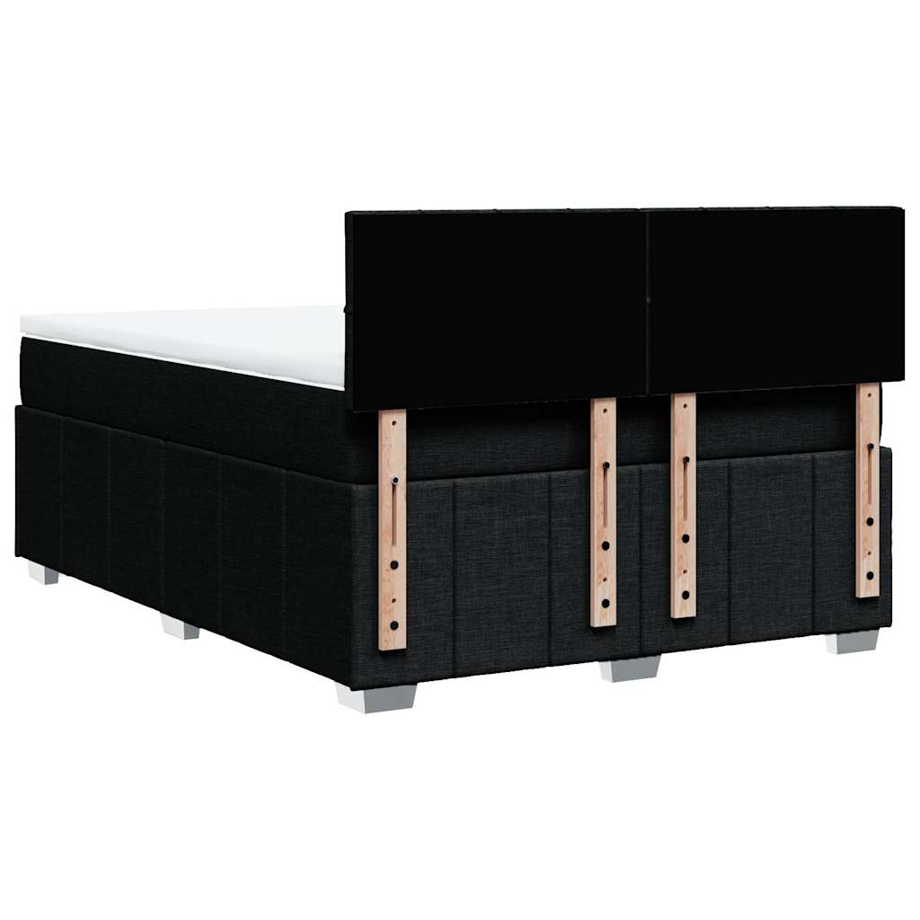 vidaXL Κρεβάτι Boxspring με Στρώμα Μαύρο 140x190 εκ. Υφασμάτινο