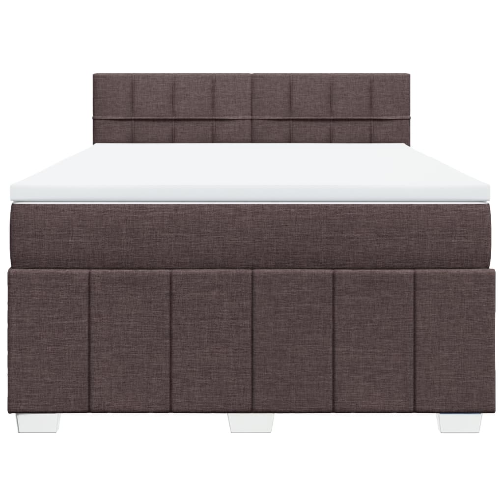 vidaXL Κρεβάτι Boxspring με Στρώμα Σκούρο Καφέ 140x190 εκ. Υφασμάτινο