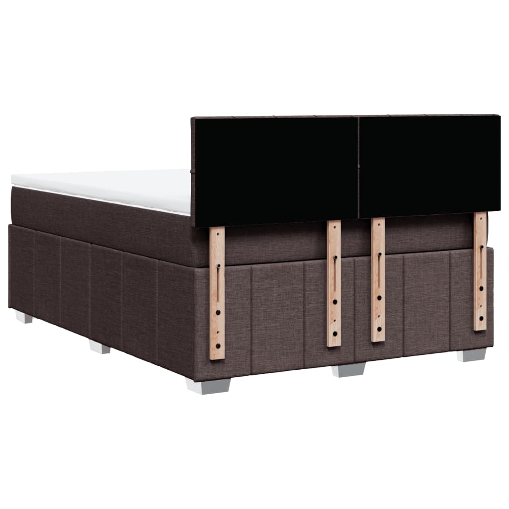 vidaXL Κρεβάτι Boxspring με Στρώμα Σκούρο Καφέ 140x190 εκ. Υφασμάτινο