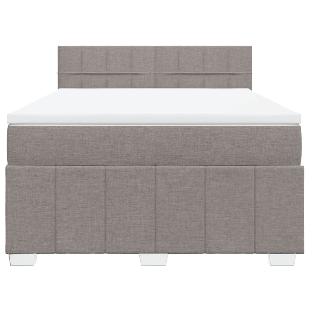 vidaXL Κρεβάτι Boxspring με Στρώμα Taupe 140x190 εκ. Υφασμάτινο