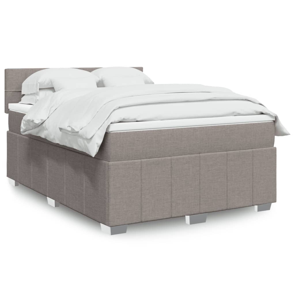 vidaXL Κρεβάτι Boxspring με Στρώμα Taupe 140x190 εκ. Υφασμάτινο