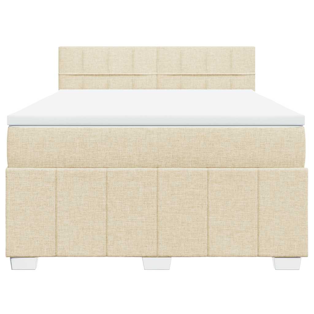 vidaXL Κρεβάτι Boxspring με Στρώμα Κρεμ 140x190 εκ. Υφασμάτινο