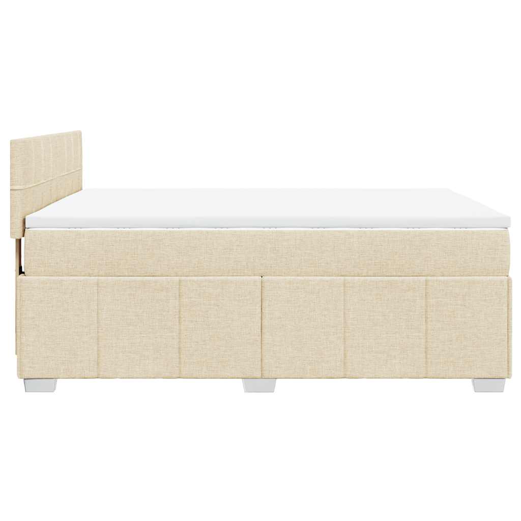 vidaXL Κρεβάτι Boxspring με Στρώμα Κρεμ 140x190 εκ. Υφασμάτινο