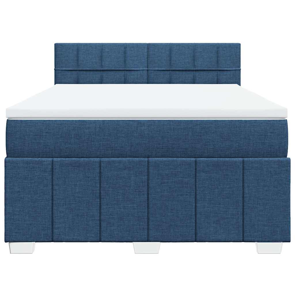 vidaXL Κρεβάτι Boxspring με Στρώμα Μπλε 140x190 εκ. Υφασμάτινο