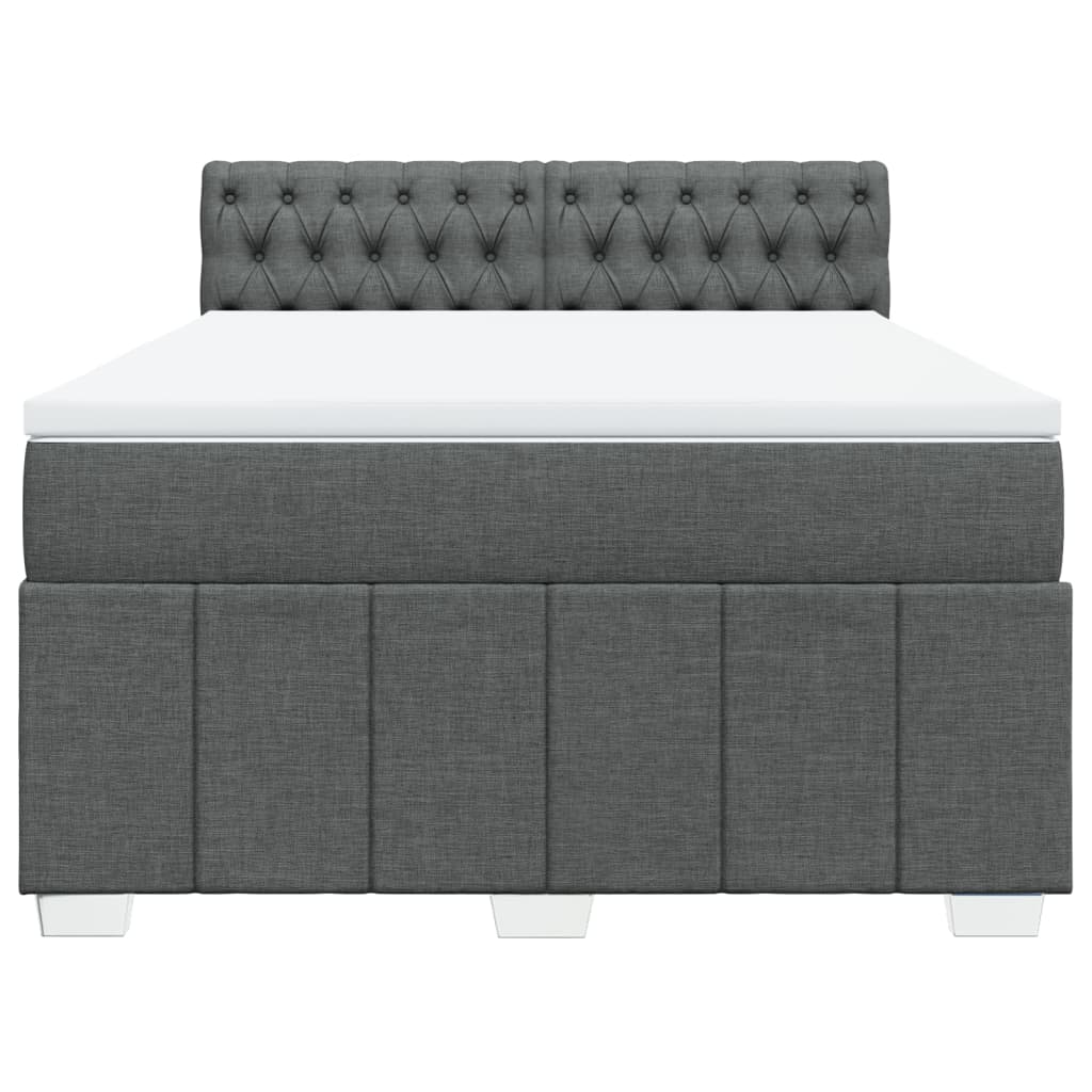 vidaXL Κρεβάτι Boxspring με Στρώμα Σκούρο Γκρι 140x190 εκ. Υφασμάτινο