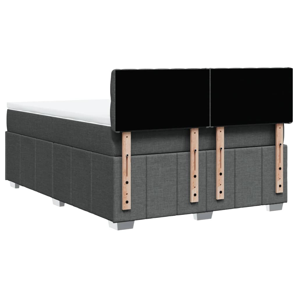 vidaXL Κρεβάτι Boxspring με Στρώμα Σκούρο Γκρι 140x190 εκ. Υφασμάτινο
