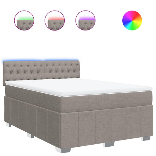 vidaXL Κρεβάτι Boxspring με Στρώμα Taupe 140x190 εκ. Υφασμάτινο