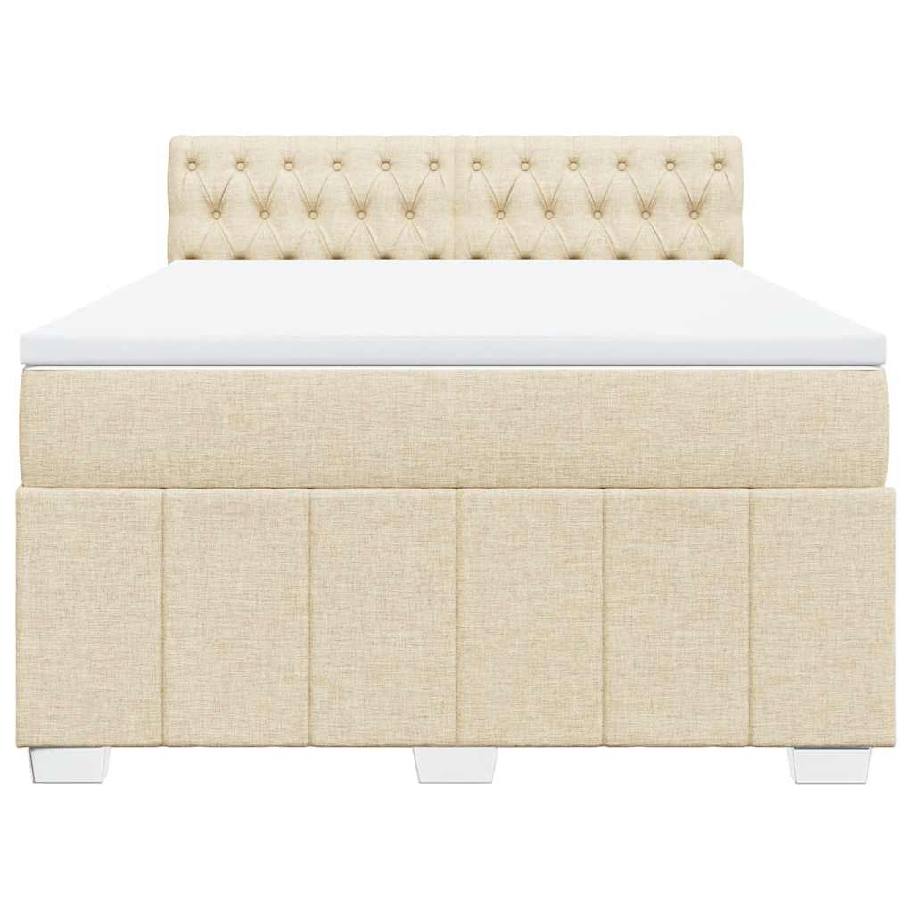 vidaXL Κρεβάτι Boxspring με Στρώμα Κρεμ 140x190 εκ. Υφασμάτινο
