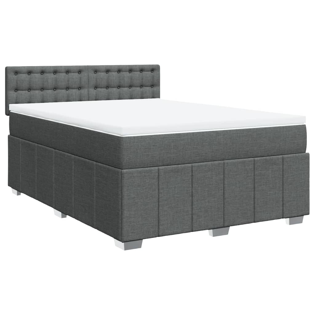 vidaXL Κρεβάτι Boxspring με Στρώμα Σκούρο Γκρι 140x190 εκ. Υφασμάτινο