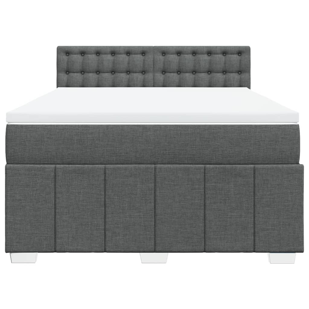 vidaXL Κρεβάτι Boxspring με Στρώμα Σκούρο Γκρι 140x190 εκ. Υφασμάτινο