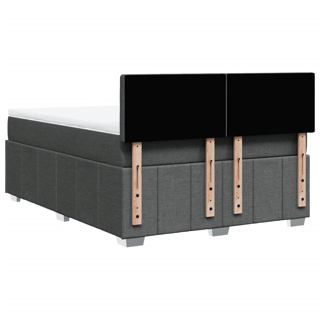 vidaXL Κρεβάτι Boxspring με Στρώμα Σκούρο Γκρι 140x190 εκ. Υφασμάτινο