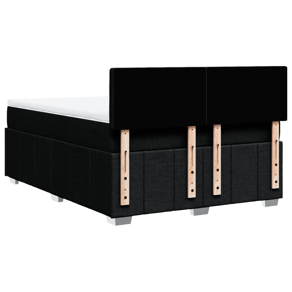 vidaXL Κρεβάτι Boxspring με Στρώμα Μαύρο 140x190 εκ. Υφασμάτινο