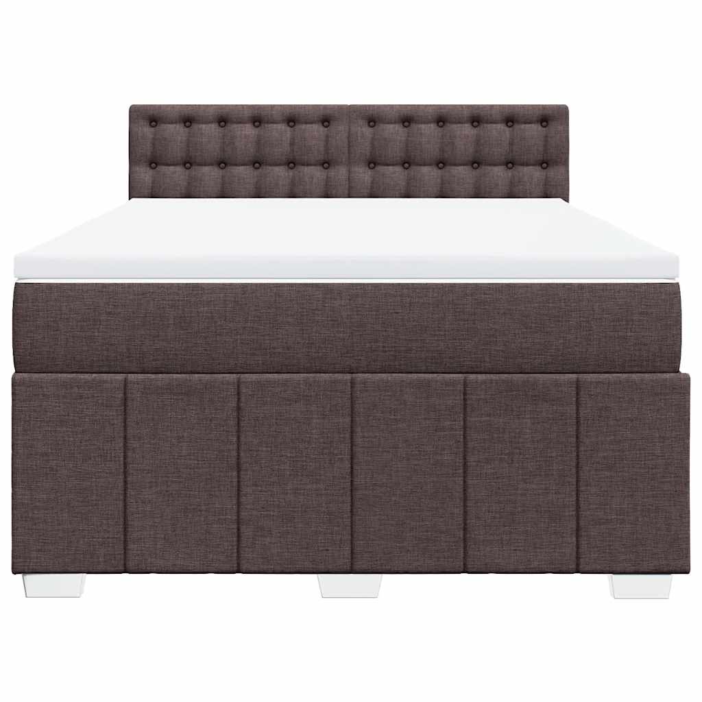 vidaXL Κρεβάτι Boxspring με Στρώμα Σκούρο Καφέ 140x190 εκ. Υφασμάτινο