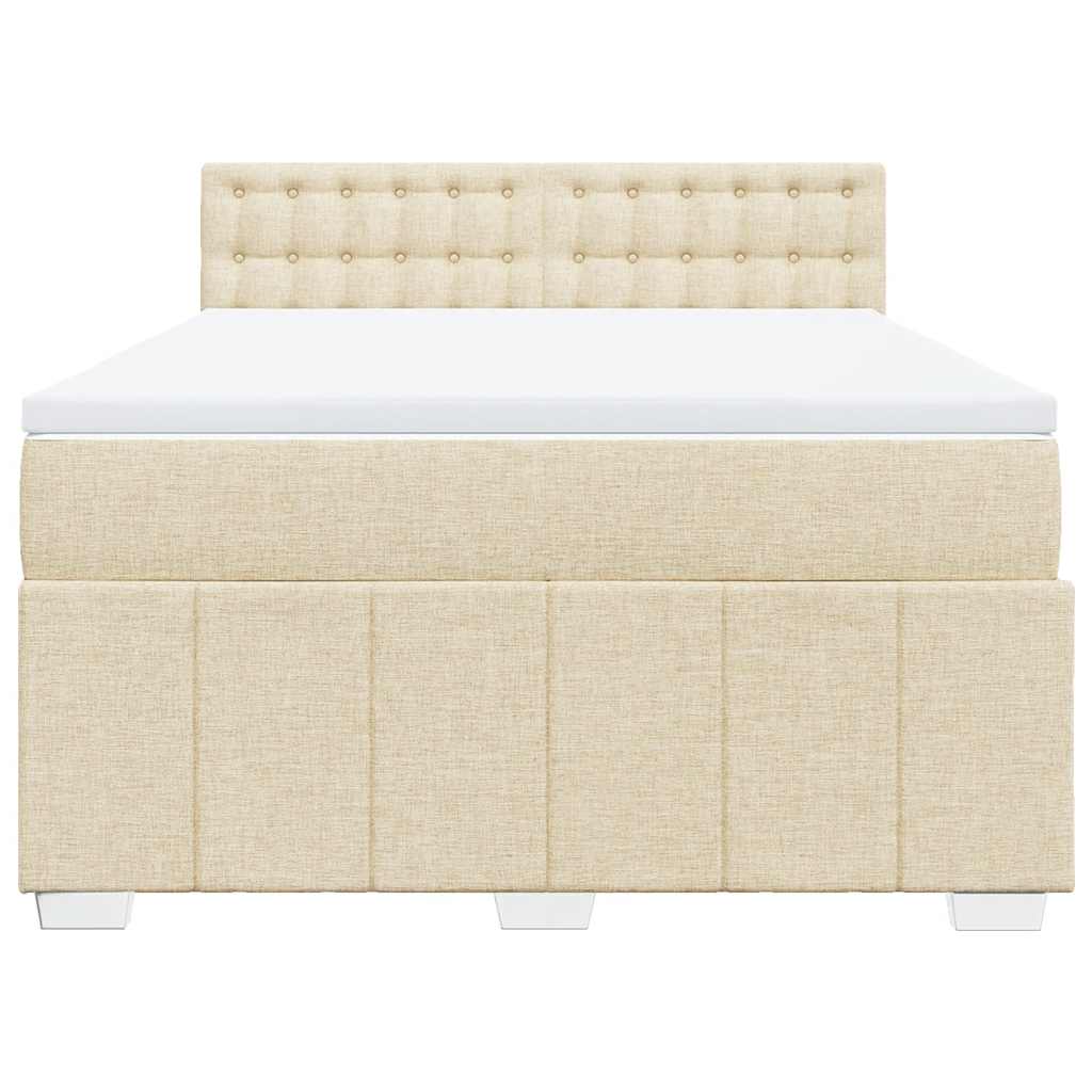 vidaXL Κρεβάτι Boxspring με Στρώμα Κρεμ 140x190 εκ. Υφασμάτινο