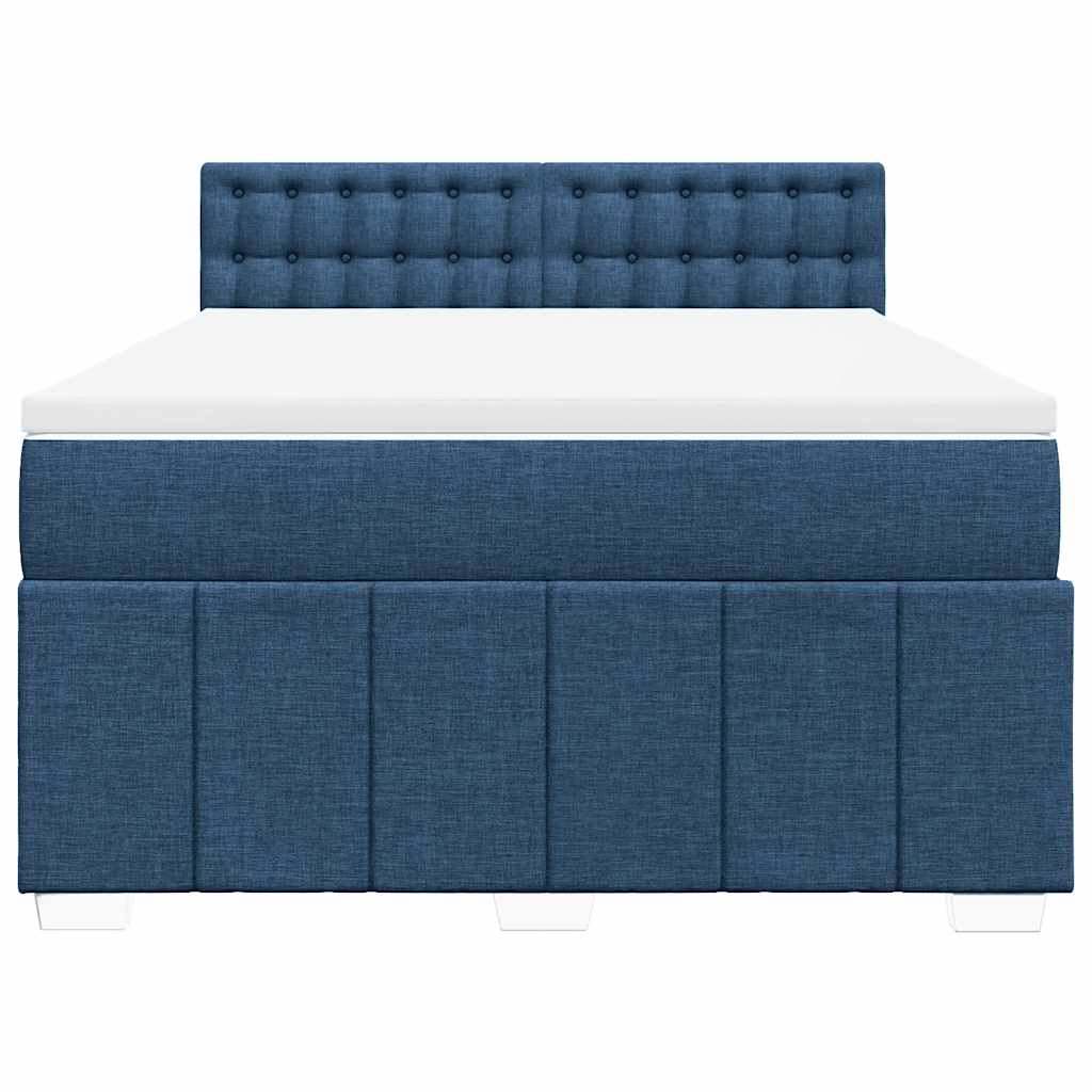 vidaXL Κρεβάτι Boxspring με Στρώμα Μπλε 140x190 εκ. Υφασμάτινο