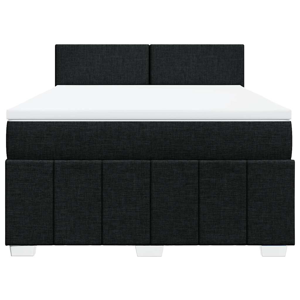 vidaXL Κρεβάτι Boxspring με Στρώμα Μαύρο 140x200 εκ. Υφασμάτινο