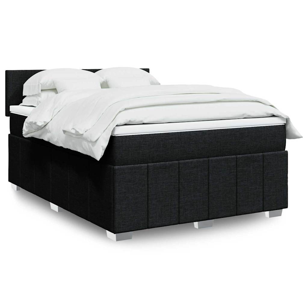 vidaXL Κρεβάτι Boxspring με Στρώμα Μαύρο 140x200 εκ. Υφασμάτινο