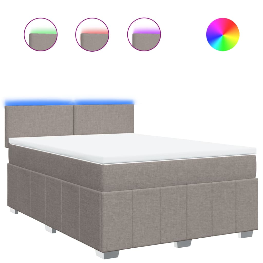 vidaXL Κρεβάτι Boxspring με Στρώμα Taupe 140x200 εκ. Υφασμάτινο
