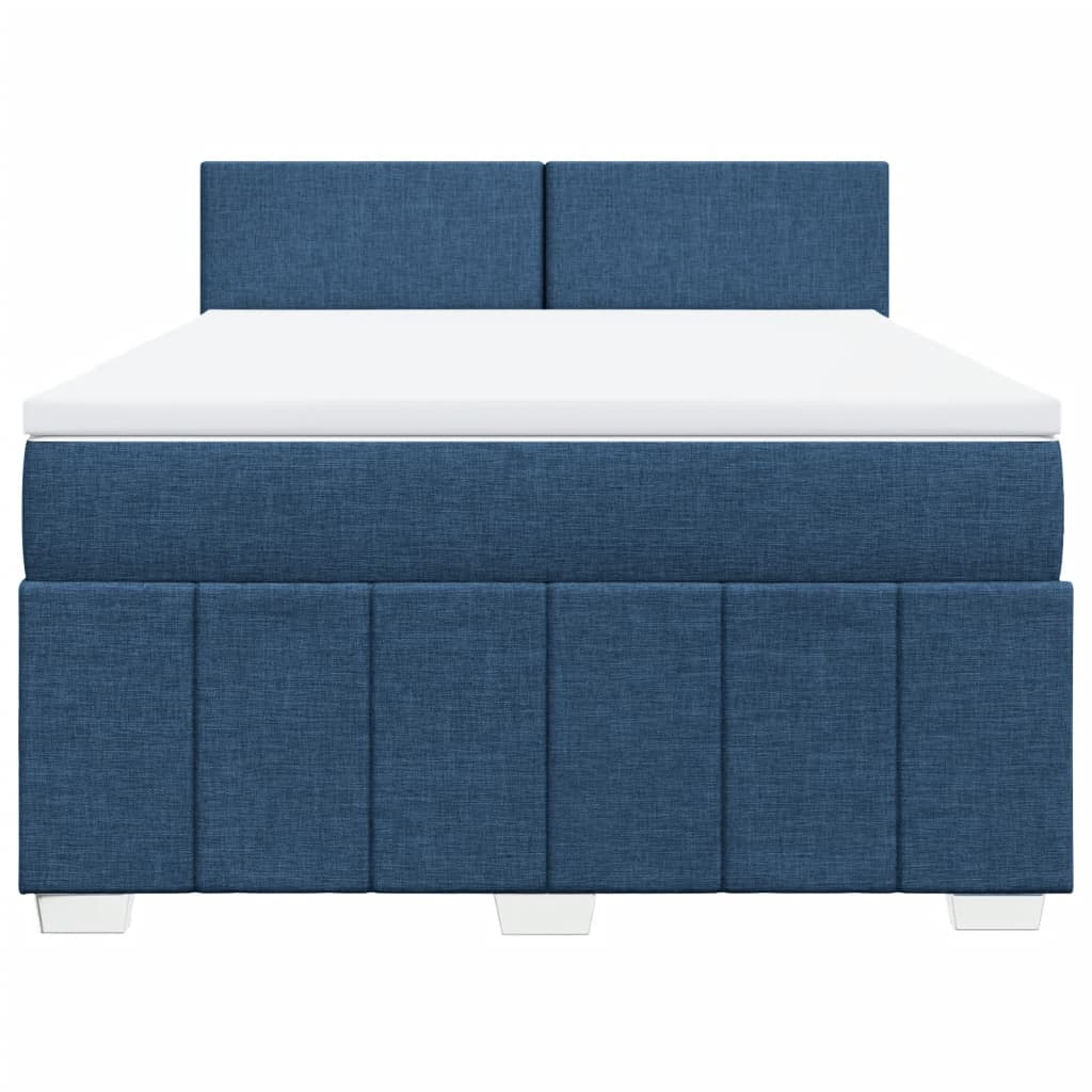 vidaXL Κρεβάτι Boxspring με Στρώμα Μπλε 140x200 εκ. Υφασμάτινο