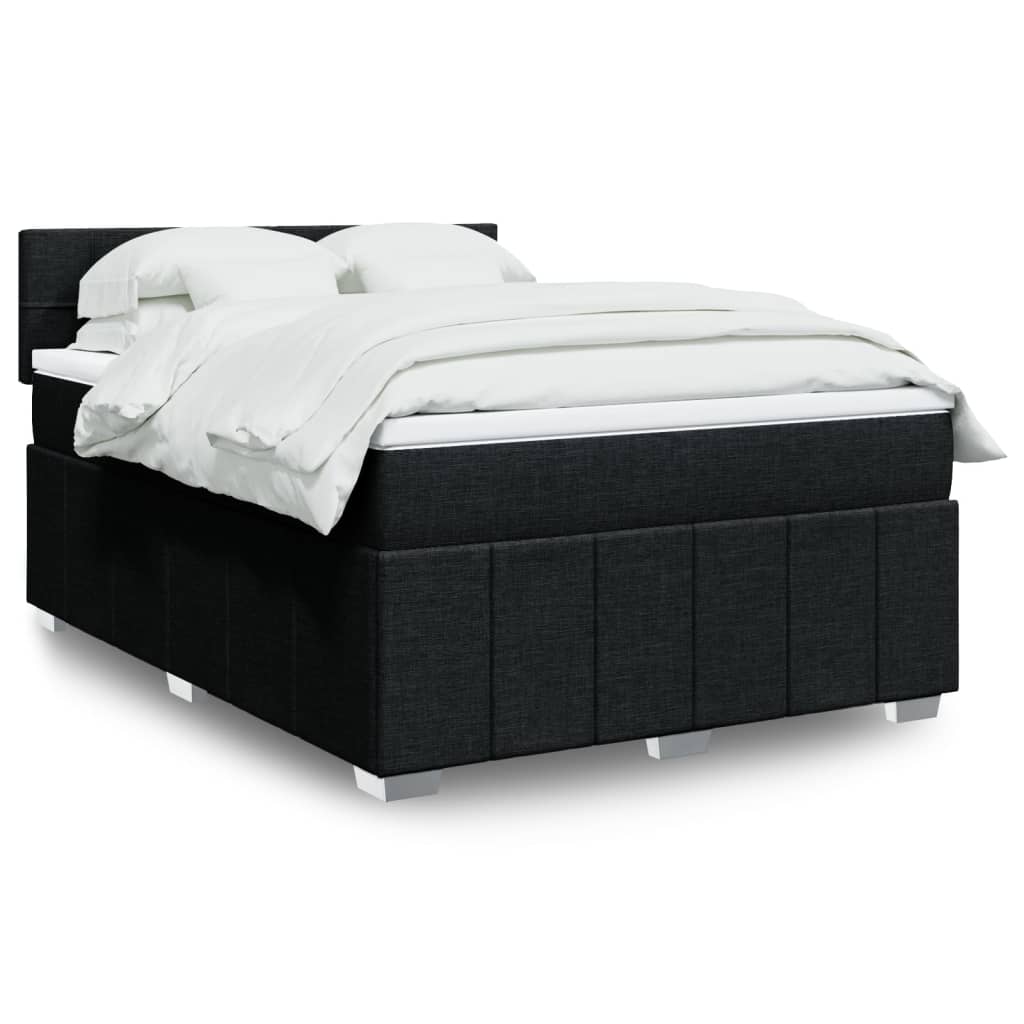 vidaXL Κρεβάτι Boxspring με Στρώμα Μαύρο 140x200 εκ. Υφασμάτινο
