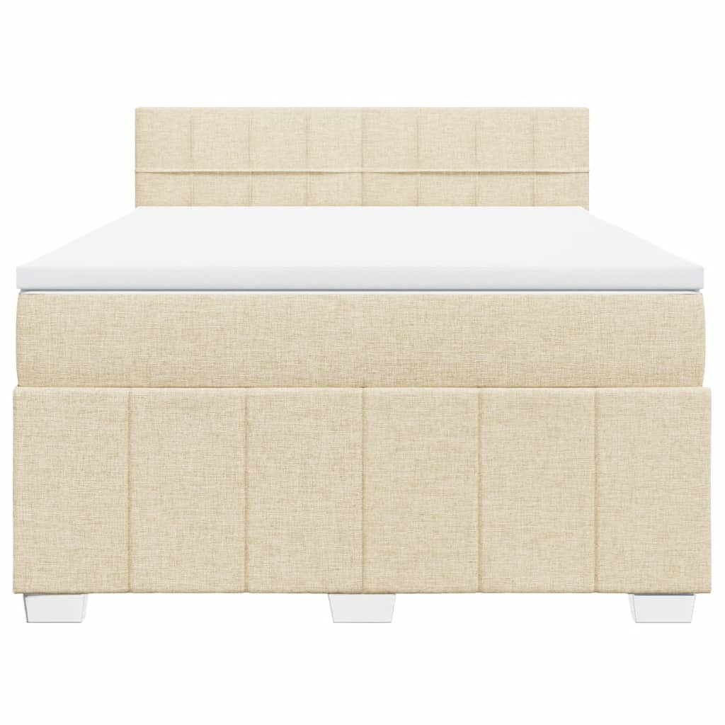vidaXL Κρεβάτι Boxspring με Στρώμα Κρεμ 140x200 εκ. Υφασμάτινο