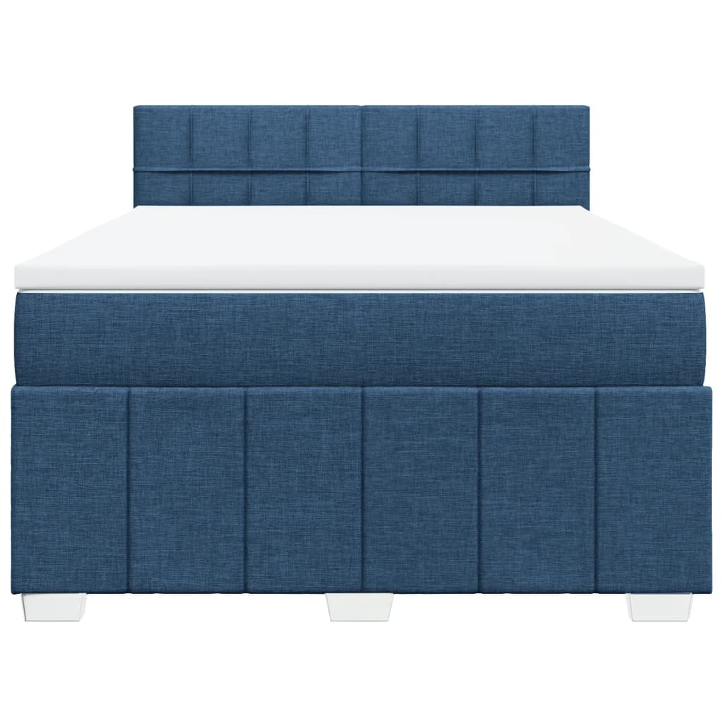 vidaXL Κρεβάτι Boxspring με Στρώμα Μπλε 140x200 εκ. Υφασμάτινο