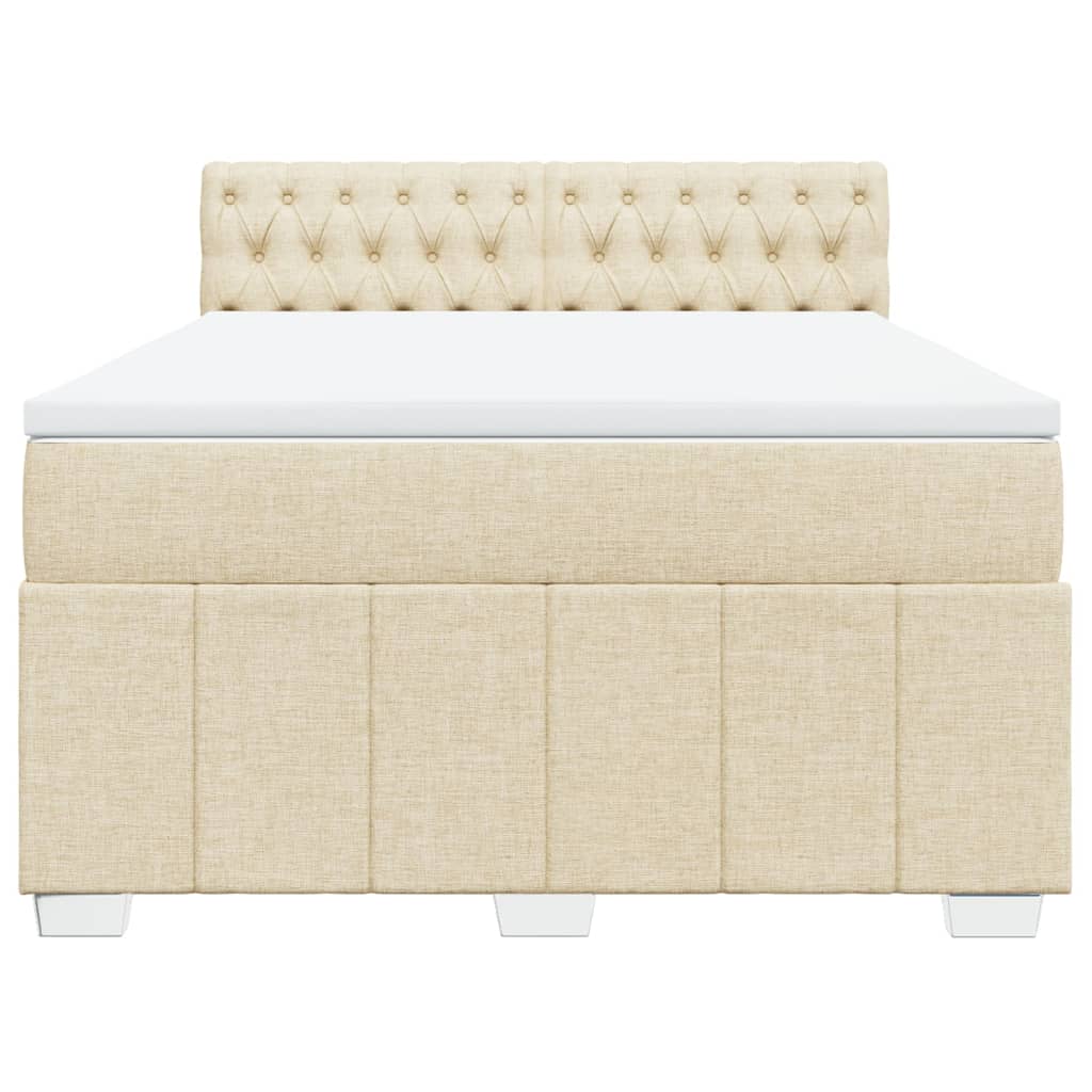 vidaXL Κρεβάτι Boxspring με Στρώμα Κρεμ 140x200 εκ. Υφασμάτινο