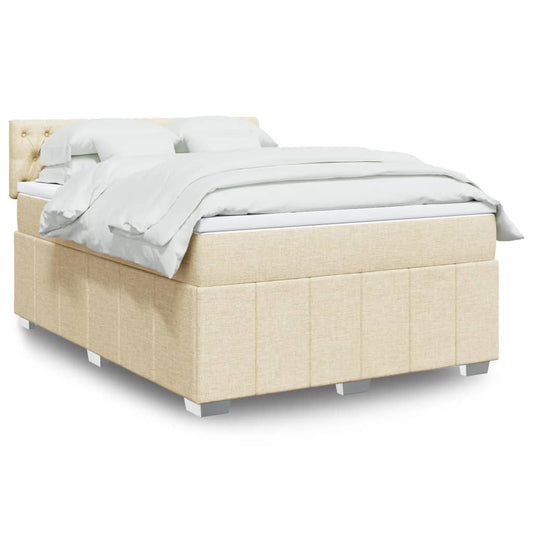 vidaXL Κρεβάτι Boxspring με Στρώμα Κρεμ 140x200 εκ. Υφασμάτινο