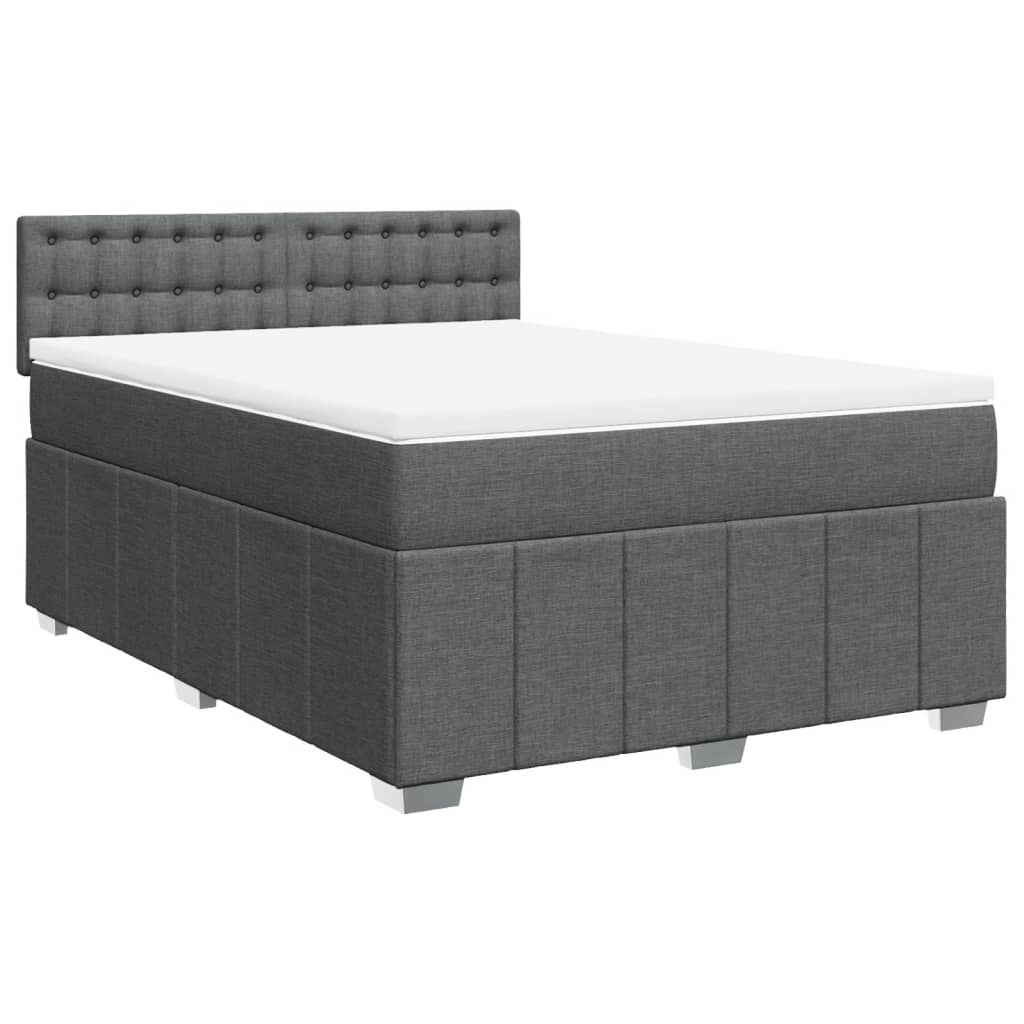 vidaXL Κρεβάτι Boxspring με Στρώμα Σκούρο Γκρι 140x200 εκ Υφασμάτινο