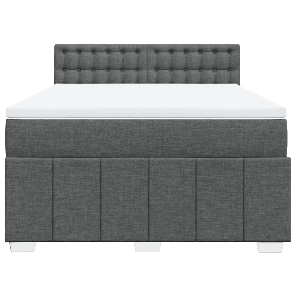 vidaXL Κρεβάτι Boxspring με Στρώμα Σκούρο Γκρι 140x200 εκ Υφασμάτινο