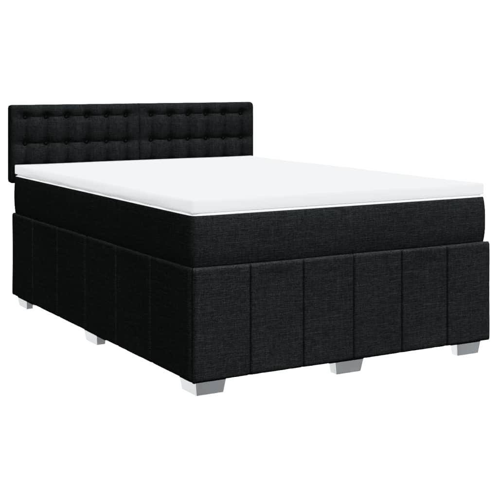 vidaXL Κρεβάτι Boxspring με Στρώμα Μαύρο 140x200 εκ. Υφασμάτινο