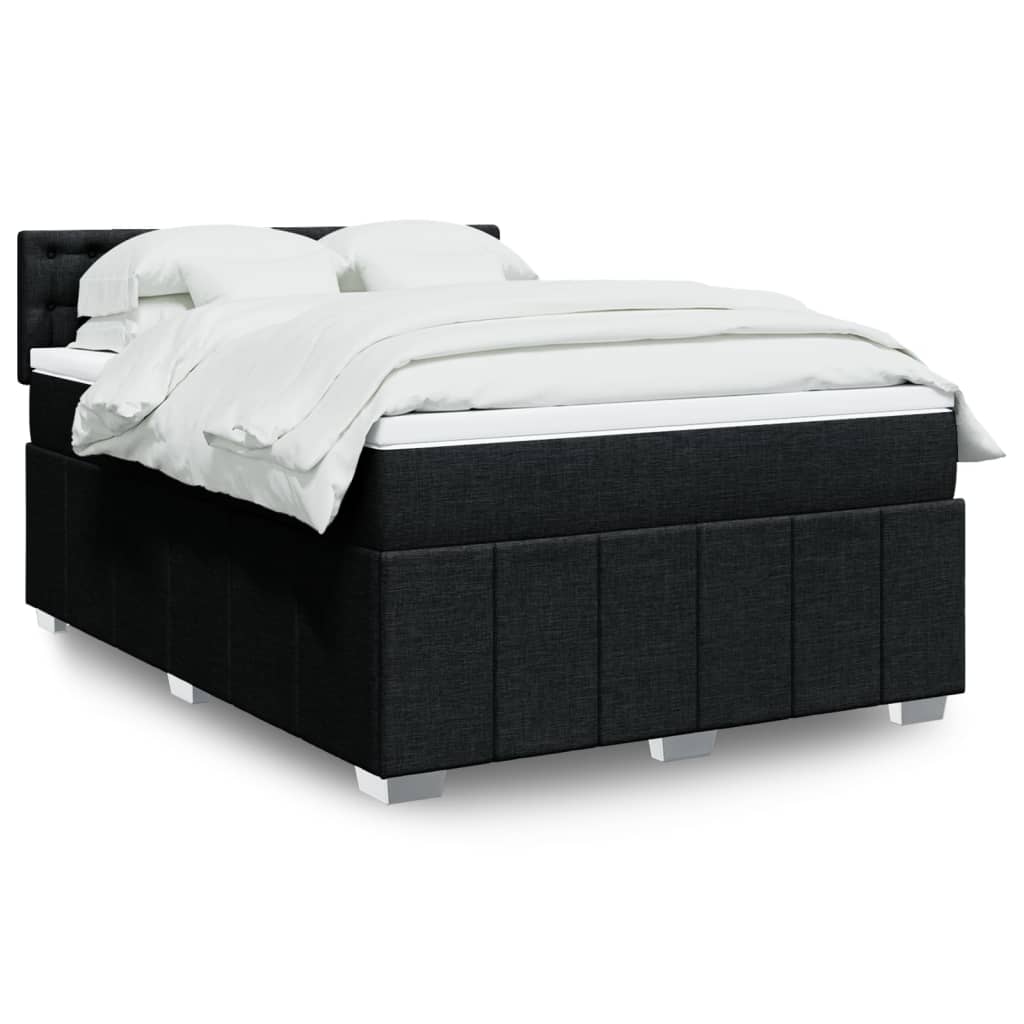 vidaXL Κρεβάτι Boxspring με Στρώμα Μαύρο 140x200 εκ. Υφασμάτινο