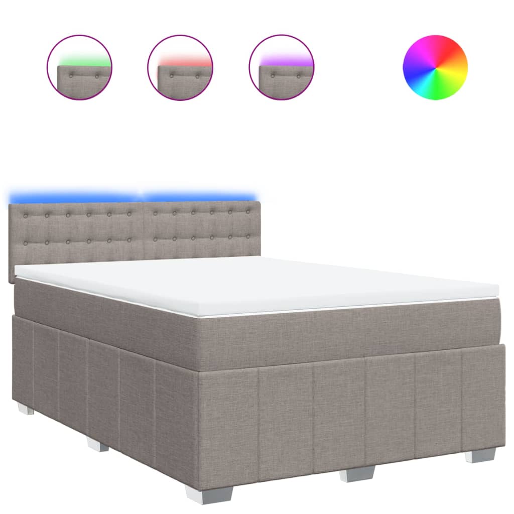 vidaXL Κρεβάτι Boxspring με Στρώμα Taupe 140x200 εκ. Υφασμάτινο