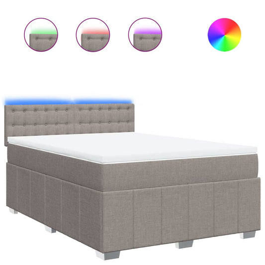 vidaXL Κρεβάτι Boxspring με Στρώμα Taupe 140x200 εκ. Υφασμάτινο